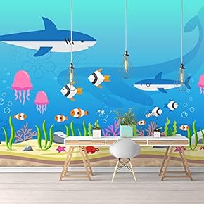 Wall Mural Sea World Removable Wallpaper Wall Sticker for Bedroom Living Room - 100x144 inches