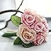 CQURE Artificial Flowers, FakeFlowers Silk Plastic Artificial Roses 9 Heads Bridal Wedding Bouquet for Home Garden Party Wedding Decoration (Pink Champagne×2)