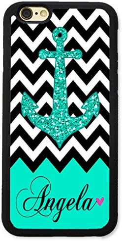 iPhone X Case, iPhone 10 Case, ArtsyCase Black White Chevron Teal Anchor Monogram Personalized Name Phone Case - iPhone X (Black)