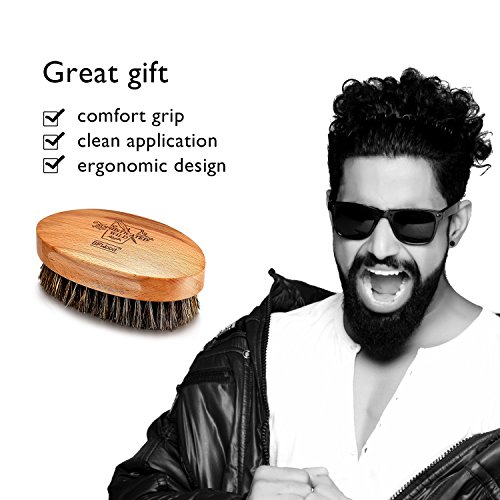 BFWood Beard Brush with Boar Bristle and Comb Set - Military Style Perfect Gift Set