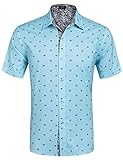 Hasuit Men's Printing Short Sleeve Button Down Casual Shirts