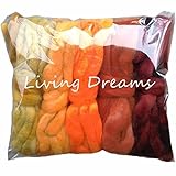 SPINNING FIBER Super soft BFL Wool Top Roving drafted for hand spinning with drop spindle or wheel, felting, blending and weaving. Variegated hand dyed mini skeins. 5 Ounce DISCOUNT PACK, Harvest