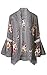 Yonala Womens Fashion Floral Open Front Blouse Loose Tops Kimono Floral Print Cardigan,Grey,X-Large