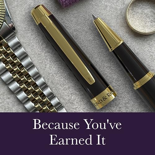 Bond & Regent Gloss Black & 24 Karat Gold - Certified Luxury Grade Rollerball Pen | Nice Gift for Men & Women