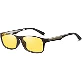 DUCO Night Vision Glasses for Men and Women Anti Glare Night Driving Glasses Polarized UV400 Protection Yellow Glasses 223