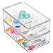 mDesign Stackable Plastic Storage Organizer Container Box for Kitchen Cabinets, Pantry, Countertops - Holds Kids, Child/Toddler Mealtime Sets, Small Accessories - 6 Sections - BPA Free - Clear