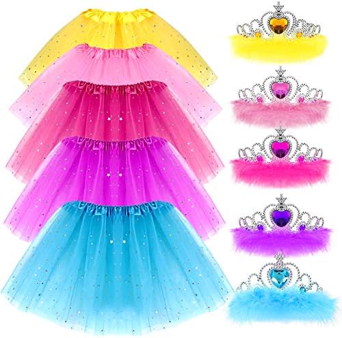 G.C Girls Princess Dress up Clothes with Star Sequins and Princess Crown  Tiara Set Ballet Birthday Party for 2-8 Year Old Girl Gifts Tutu Skirt as  Party Favors price in Saudi Arabia |