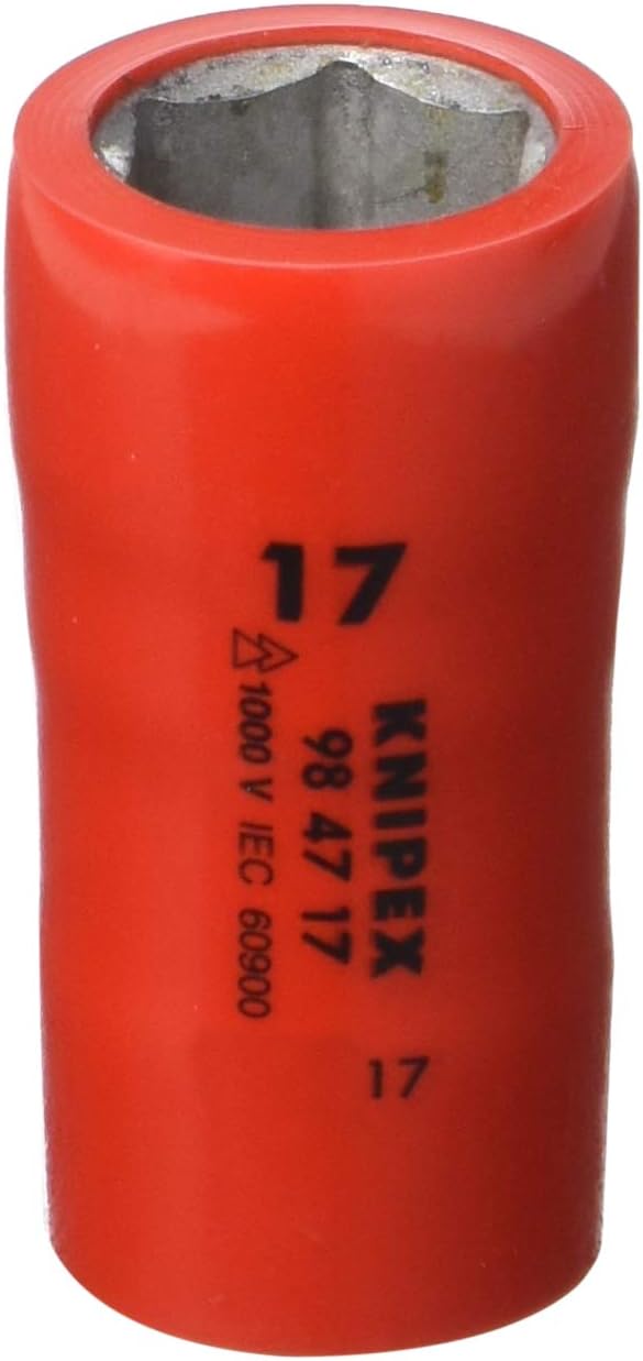 KNIPEX Hexagon Socket for Hexagonal Screws with Internal Square 1/2" 55 mm, 98 47 17, Red/Silver