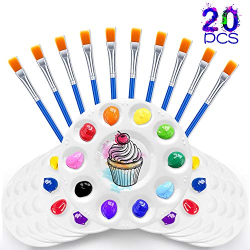 20pcs Paint Trays for Kids & Paint Brushes Set for Kids' Birthday Painting Party or Thanksgiving and Christmas Gifts