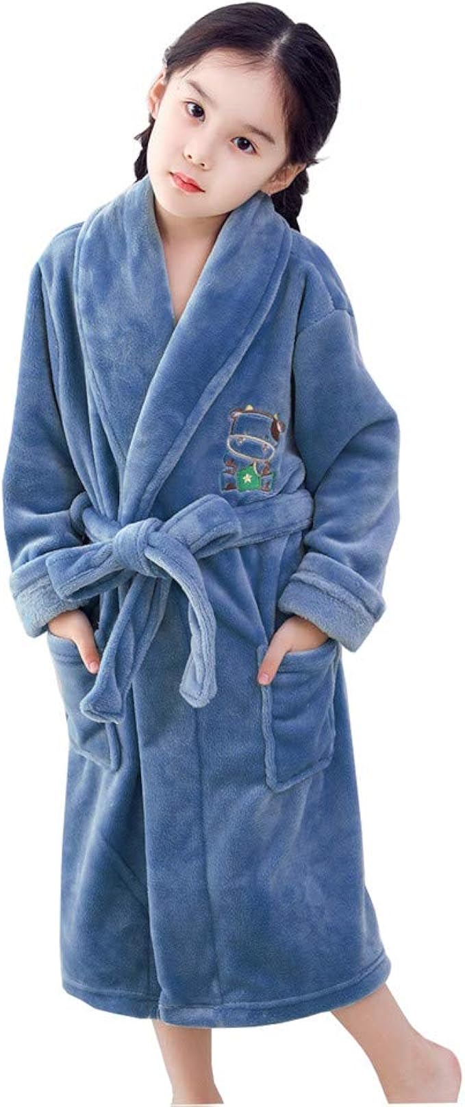 Kids Bath Robe Thickened Flannel Middle and Large Children's Dressing