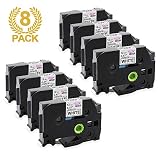Anycolor Compatible Label Tape Replacement for Brother P-Touch TZe-231 Standard Laminated Label Tape Black on White 12mm 0.47 Inch, work for PT-D210 PT-H100 PT-D200 Label Makers, 8-Pack