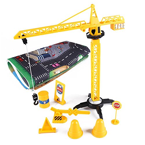 EsOfficce Construction Vehicles Set, Pull Back Vehciles,Die Cast Constructions Trucks, Construction Toys Set with Road Signs Tools and Street Play Mat, Engineering Vehicles for Kids 3 + - Thumbnail 2
