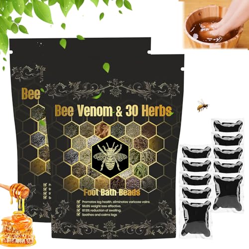 Bee Venom & 30 Herbs Firming Detox Foot Bath Beads, Bee Venom Detox&Shaping Cleansing Foot Soak Beads, Herbal Foot Bath Beads for Relaxing and Soothing Body Sore Tired (2 Pcs)