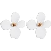 Boho Stud Earrings for Women - Chic Flower Statement Earrings with Gold Flower Bud, Great for Sister, Mom, Lover and Friends