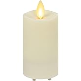 Luminara Outdoor Slim Pillar Flameless LED Candle, Ivory 2" x 4.5", Moving Flame Weather Resistant Timer Ready Battery Operated Safe Melted Edge