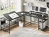 SEDETA L Shaped Computer Desk with Hutch, Drafting Drawing Table for ...