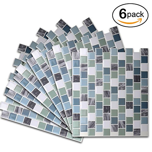 Vamos Tile Premium Anti Mold Peel and Stick Tile Kitchen Backsplash,Self Adhesive Wall Tiles for Kitchen & Bathroom-10 x 9 (6 Sheets)