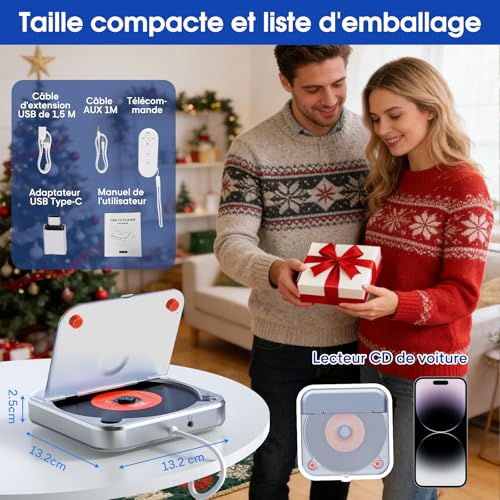 External CD Player for Car, MP3 and WAV Compatible, Playback without Jumping and Smooth