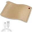 Comfheat USB Heating Pad, 5V Heated Travel Pads, 3 Heat Settings & Auto Shut Off, Hot Therapy for Pain Relief Abdomen Cramps (16"x 12") (Non-Chargeable) Khaki