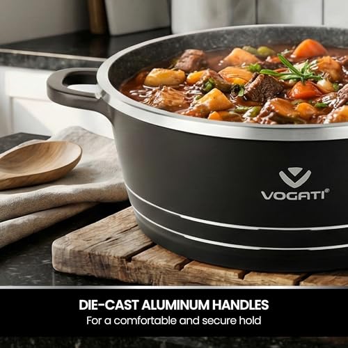 VOGATI CLASSIC SINGLE SERIES 20CM CASSEROLE TITANIUM GRANITE COATING NON STICK WITH GLASS LID-COOKWARE -POT- (100% PFOA FREE) (2.9 Litres)