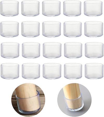 SKYPRO 20Pcs Round 30mm Chair Leg Floor Protectors PVC Transparent