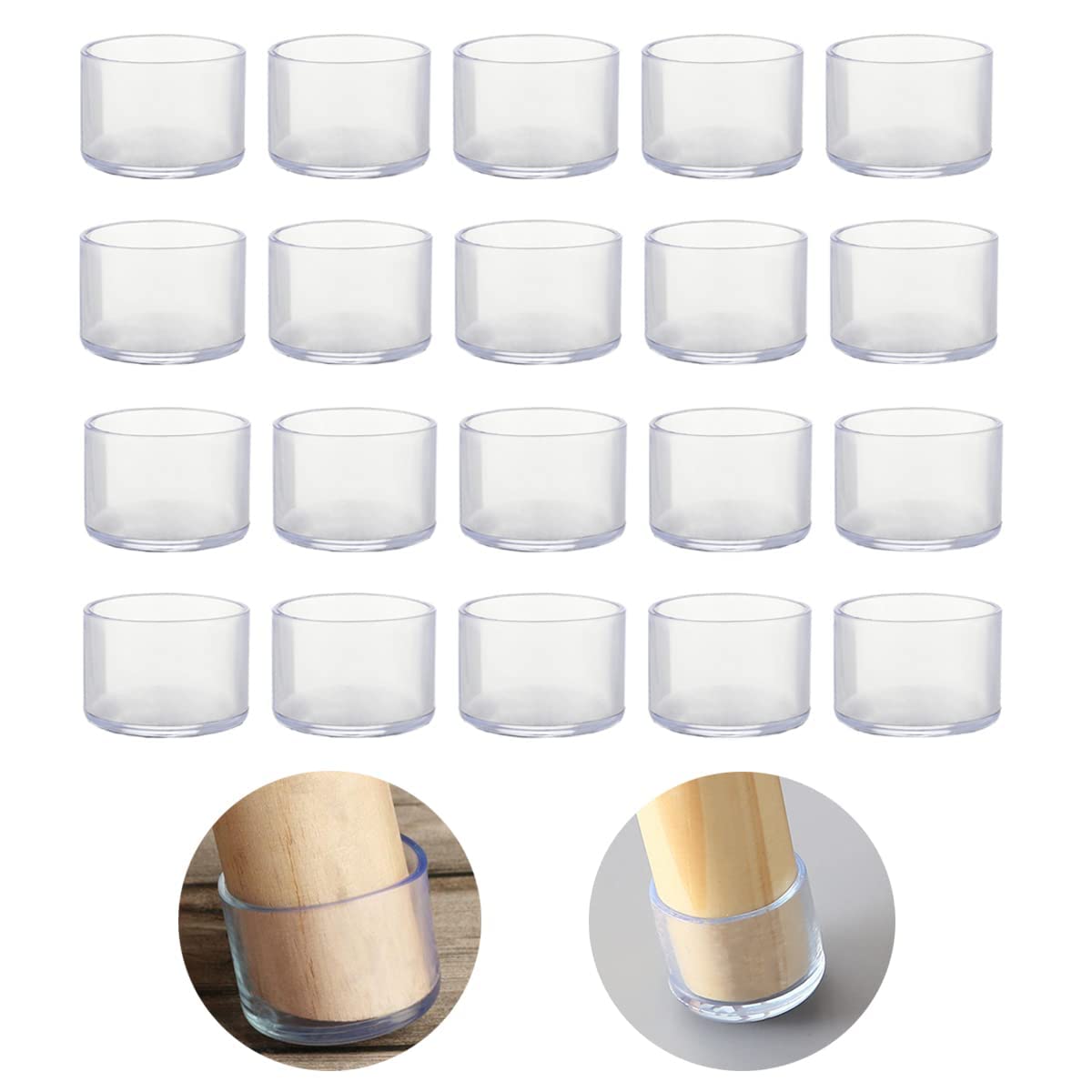 20Pcs Round 25mm Silicone Chair Leg Floor Protectors, Chair Leg Caps, Furniture Foot Protectors, Free Moving Table Leg Covers, Stool Leg caps to Prevent Hardwood Floor Scratches and Reduce Noise