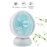 USB Desk Fan,  Fochea 360 Degree Rotation 6 Inch Quiet Small Table Fan with Retractable 3.6 Feet USB Cable for Office Home Outdoor, Powerful Wind, 2 Speed Setting