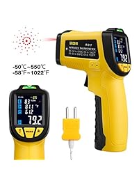 urceri termómetro infrarrojo digital láser IR sin contacto pistola de temperatura de  58 °F a 1472 °F Rango con termopar UV Detector de fugas probador de humedad ambiental, color negro y amarillo