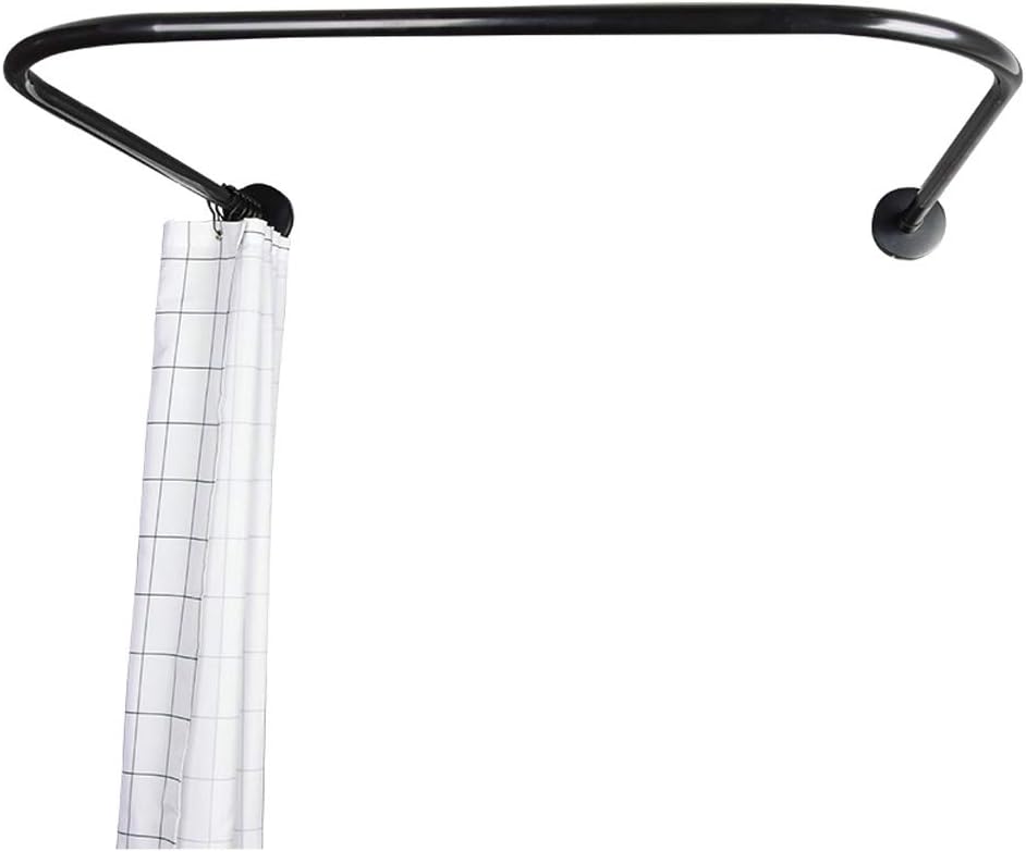 Brushed Nickel Shower Curtain Rod Pole Bathroom U Shaped Corner