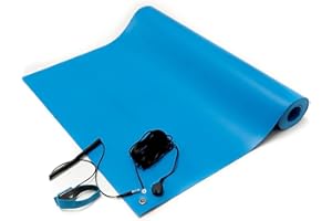 Bertech ESD Anti-Static Table Mat Kit, 16 In. x 24 In., Blue, Includes an ESD Wrist Strap and ESD Grounding Cord, MADE IN USA
