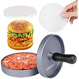 GWHOLE Non-Stick Burger Press Aluminum Hamburger Patty Maker with 100 Wax Papers for BBQ Grill