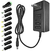 12V 5A Power Supply Universal Adapter AC 100-240V to DC 12Volt 5A 4A 3.5A 3A Power Cord with 10 Tips (5.5x2.5mm/4.8x1.7mm) for LED Strip Lights, CCTV Cameras, Router, Modem & More