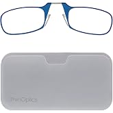 ThinOptics Pod Reading Glasses - Slim Armless Pocket Readers - White, Blue 2.0x
