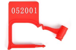 RASUNKAE 100pcs Plastic Padlock Seals Disposable Self-Locking Plastic Tags Numbered Tamper Proof Security Padlock Seals for Luggage, Document Bag, Transportation, Briefcase (Red)