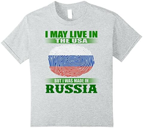 Kids Live in USA made in RUSSIA DNA t shirt 10 Heather Grey