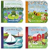 4 Pack Chunky Lift a Flap Board Books: Little Red Barn/ Little Blue Boat/Little Green Frog/Little Yellow Bee