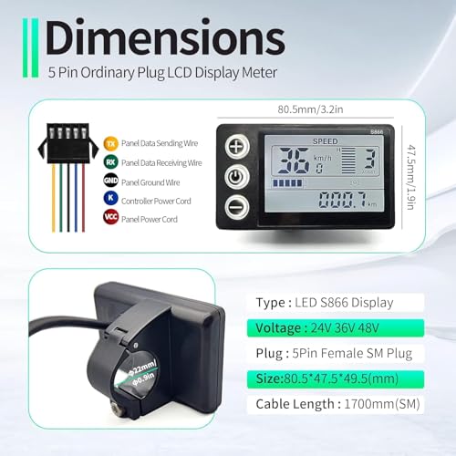 Electric Bike Control Unit 36V 250W Brushless Motor Controller Electric Scooter Control Unit Brushless Motor Controller + Display (36V/48V 250/350W)