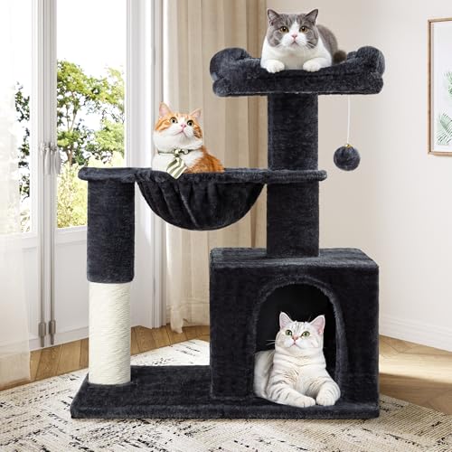 Allewie 29.5in Indoor Cat Tree, Multi-Level Cat Tower with Sisal Scratching Pos…
