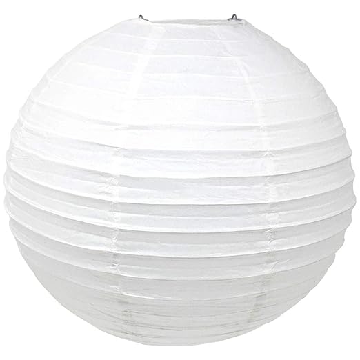 Just Artifacts 20Inch White Round Chinese Japanese Paper Lantern (1pc, White) Paper Lanterns