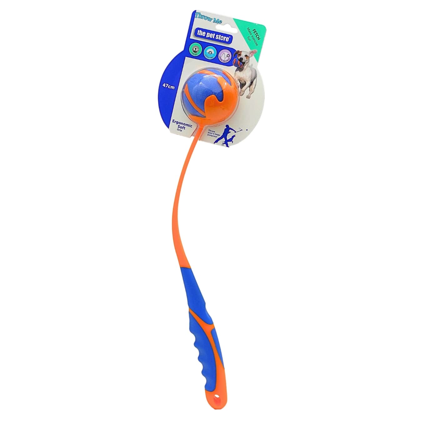 Pet Store The Throw Me Sport Dog Ball Launcher Fetch Dog Toy Ball Thrower Ball 47cm - Blue/Orange