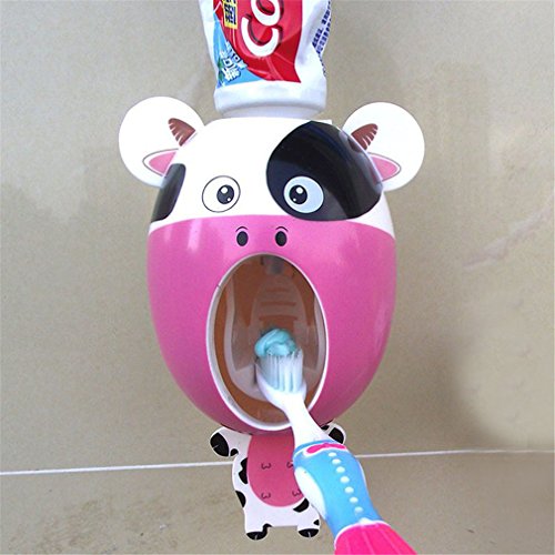 OrliverHL Cute Cartoon Design Hands Free Toothpaste Dispenser Automatic Toothpaste Squeezer and Holder,Calf