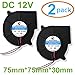 SoundOriginal 12V DC Brushless Blower Cooling Fan 75x75x30mm, 2pin, Dual Ball Bearing, Computer Fan, Multi Use, Black, US Support (2, 12V 75x75x30)