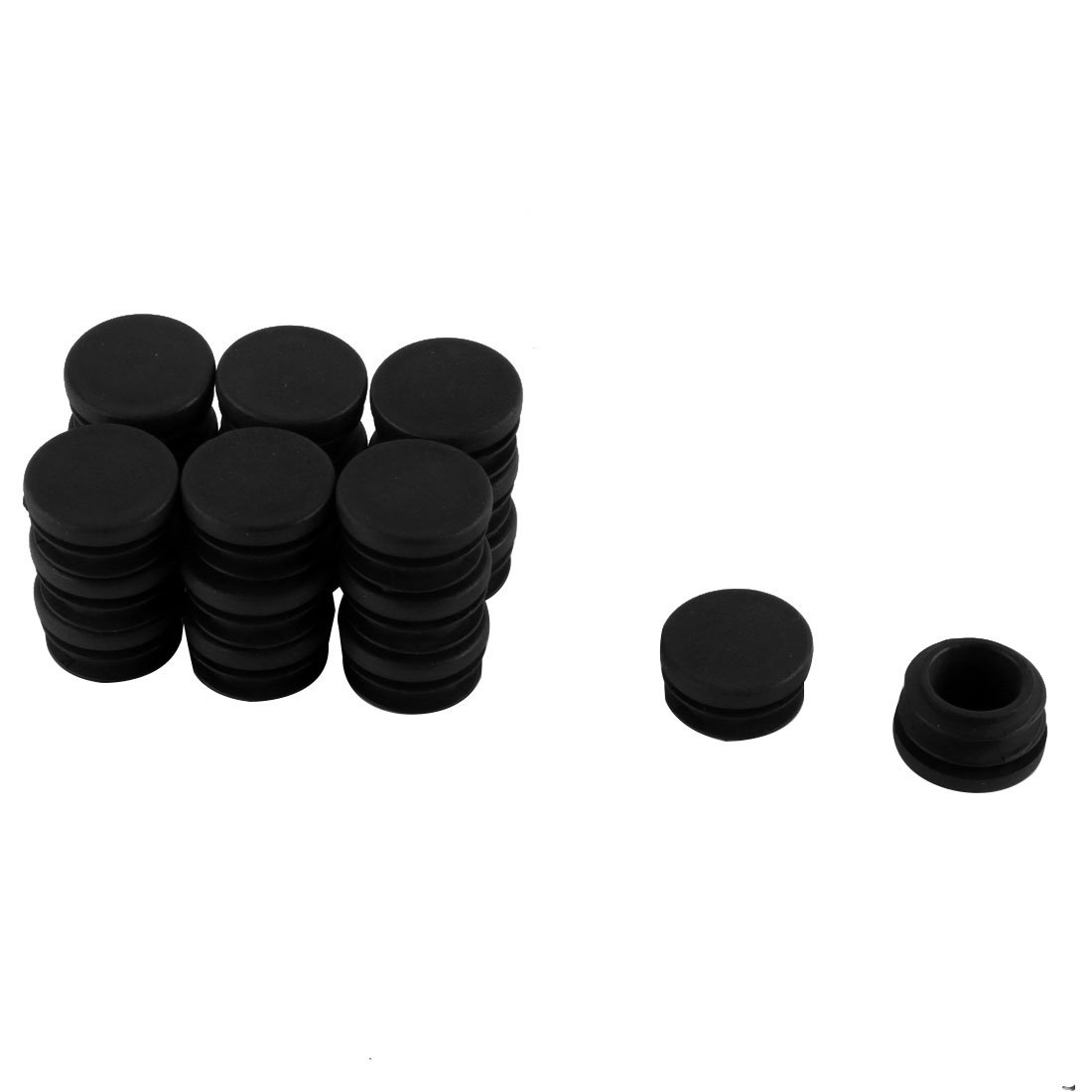 sourcing map Plastic Flat Base Blanking End Caps Tubing Round Tube Inserts 22mm Diameter 20pcs Black