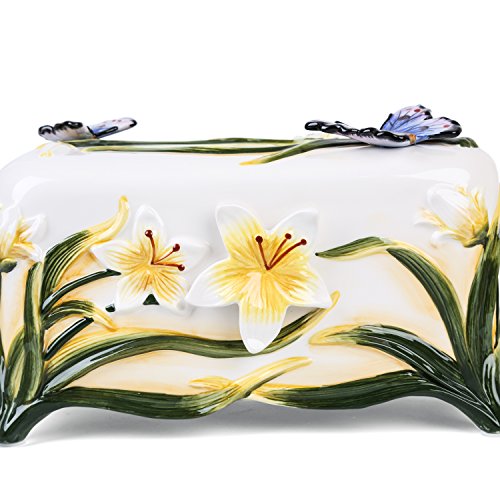 FORLONG FL9002 Ceramic Facial Tissue Dispenser Box Paper Dispenser Box Tissue Holder for Bathroom Vanity-Orchid