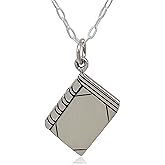 EnCharmed Sterling Silver Tiny Book Flat Charm Necklace, Literary Reader Pendant Jewelry, 18"