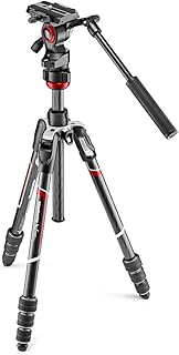 Manfrotto Befree Live Carbon Reisestativ Twist (Drehverschluss) mit Fluid-Video Kopf inkl. Tasche (Traglast: 4kg, Packmaß: 41cm, Gewicht: 1,38kg)