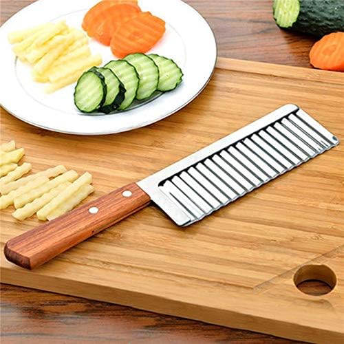 Best Quality - Kitchen Knives - Wooden handle vegetable corrugated Slicers French style wave knife Crinkle Cutter Wax Vegetable Wavy Cutter kitchen knife - by LINAE - 1 PCs