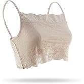 SilRiver Womens Silk Half Camisole Lace Bralette Double-Layered Crop Tops Lightweight Undershirt