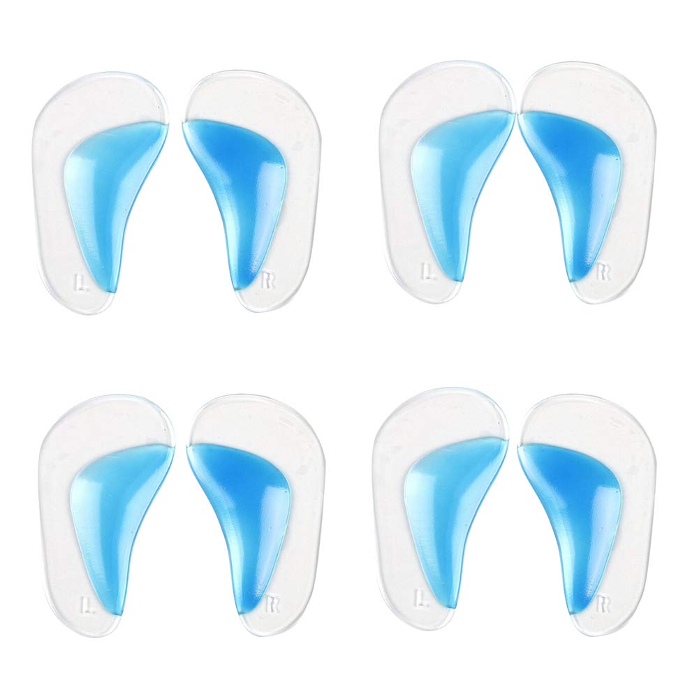 4 Pairs Gel Arch Support Insoles, Silicone Orthopedic Flat Feet Orthotic Arch Support Insoles Plantar Fasciitis Shoe Arch Support Gel High Heel Inserts Cushion Pads for Women Men (Blue)