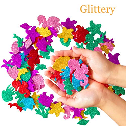 Glitter Colorful Sea Animals Shapes Foam Stickers Self Adhesive Kid's